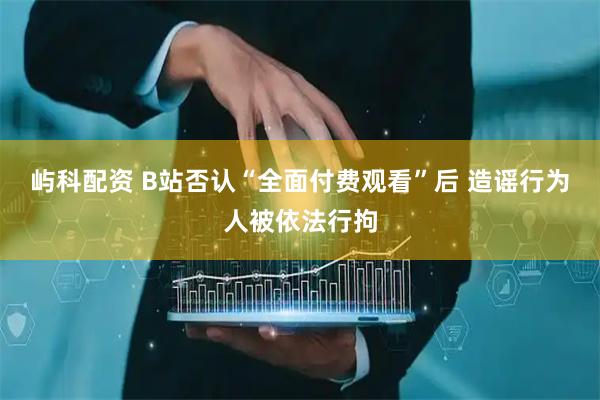 屿科配资 B站否认“全面付费观看”后 造谣行为人被依法行拘